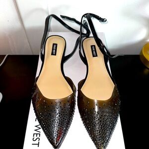 Nine West Flat Studded Sling Back Women Sz 10.5